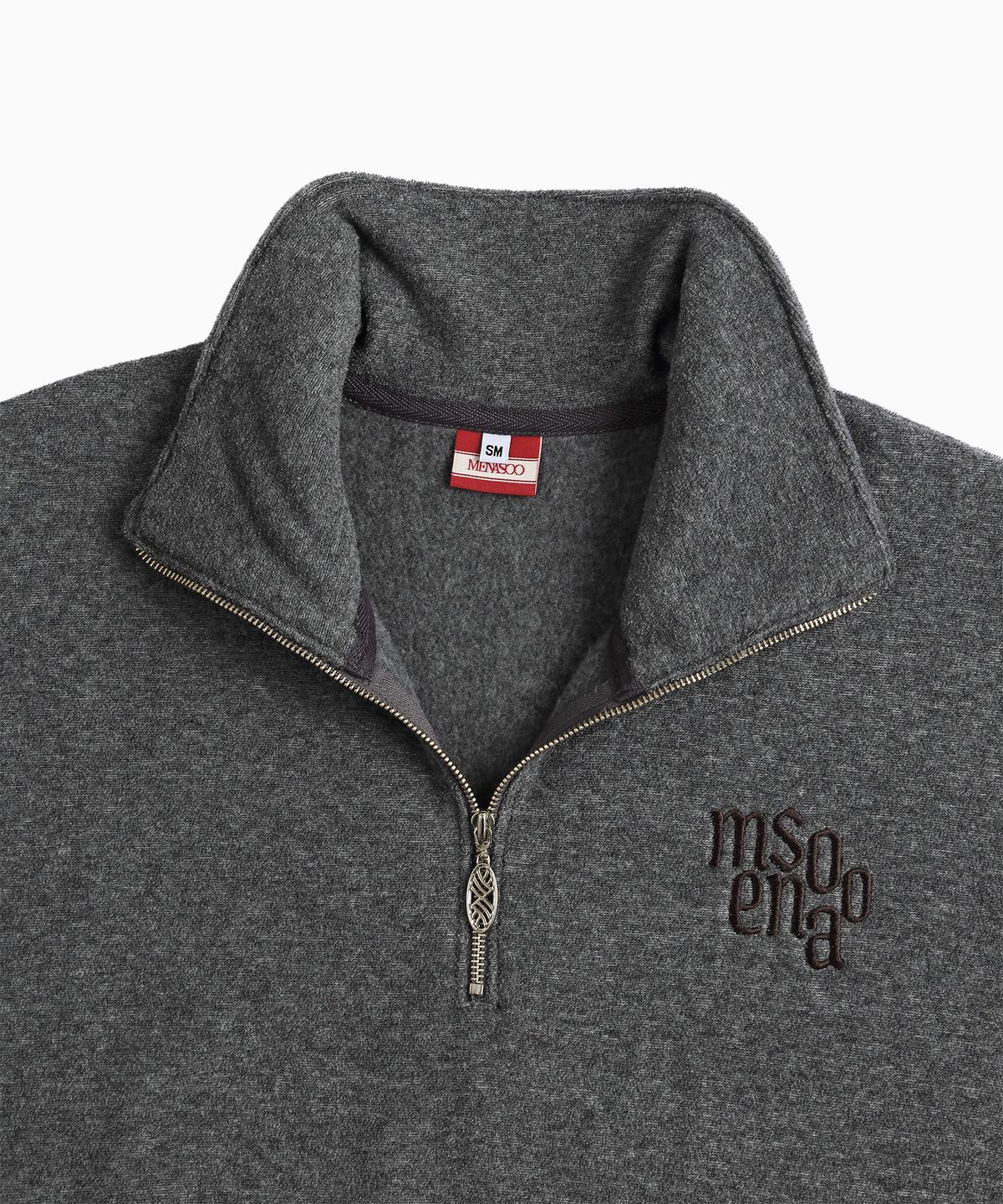 미나수(MENASOO) Terry Fleece Sweatshirt Half Zip Up_Charcoal