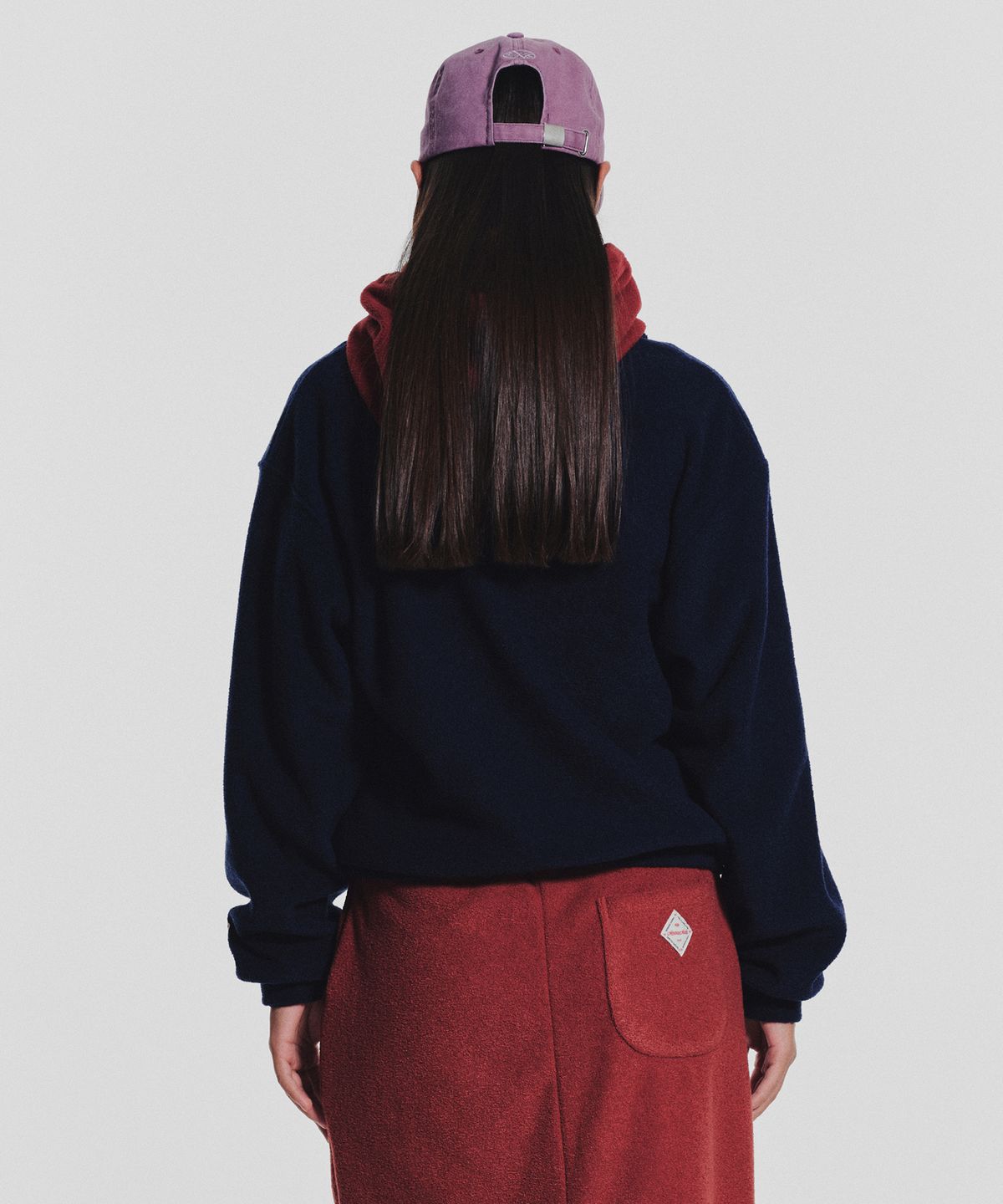 미나수(MENASOO) Terry Fleece Sweatshirt Half Zip Up_Navy