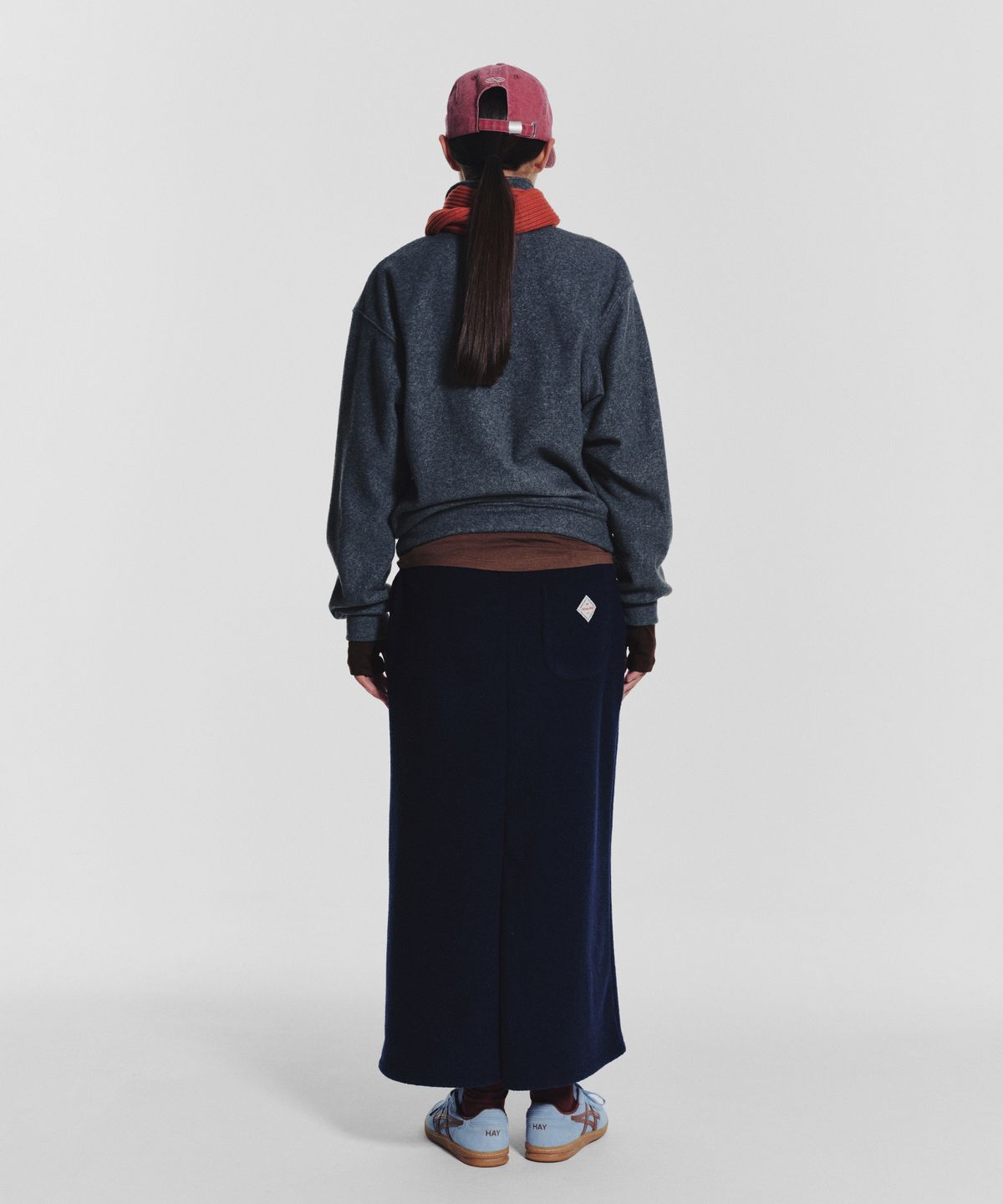미나수(MENASOO) Terry Fleece Long Skirt_Navy