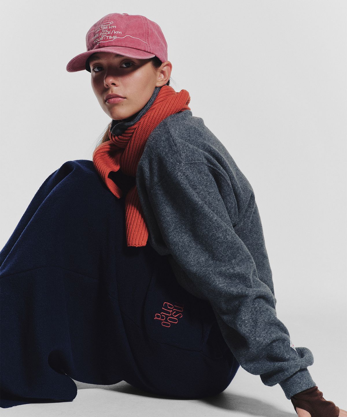 미나수(MENASOO) Terry Fleece Long Skirt_Navy