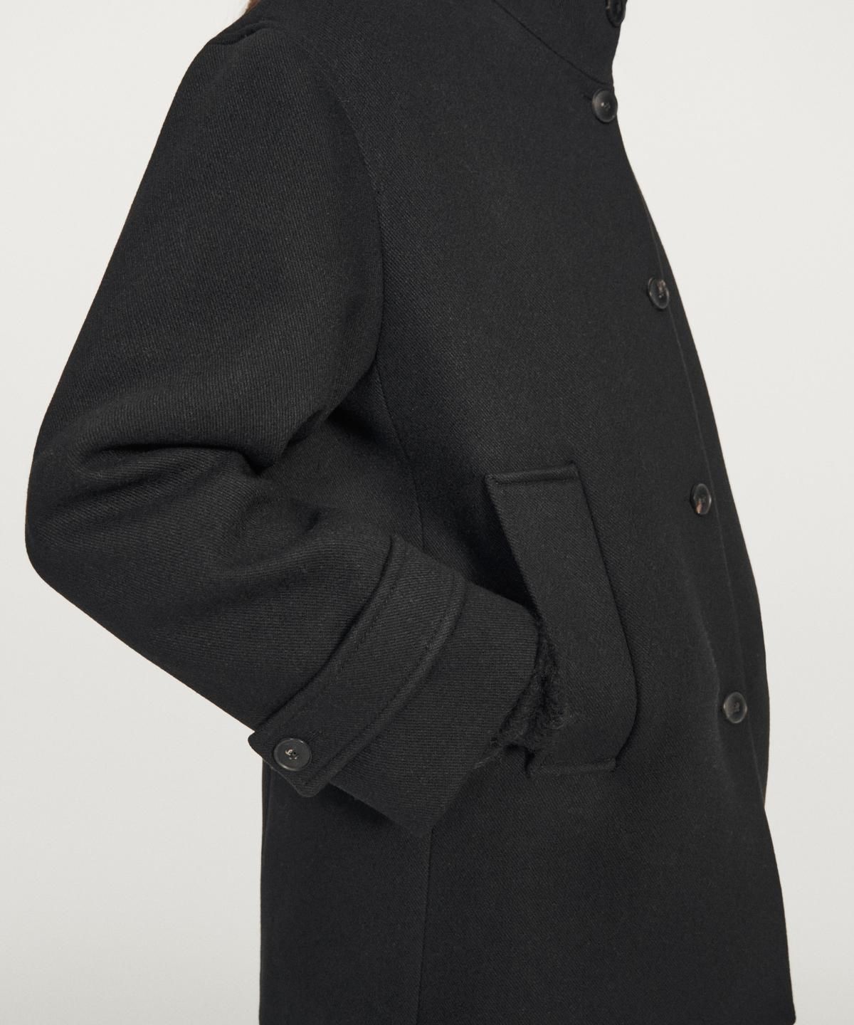 마시모두띠(MASSIMO DUTTI) 버튼 여밈이 있는 울 블렌드 하이넥 코트