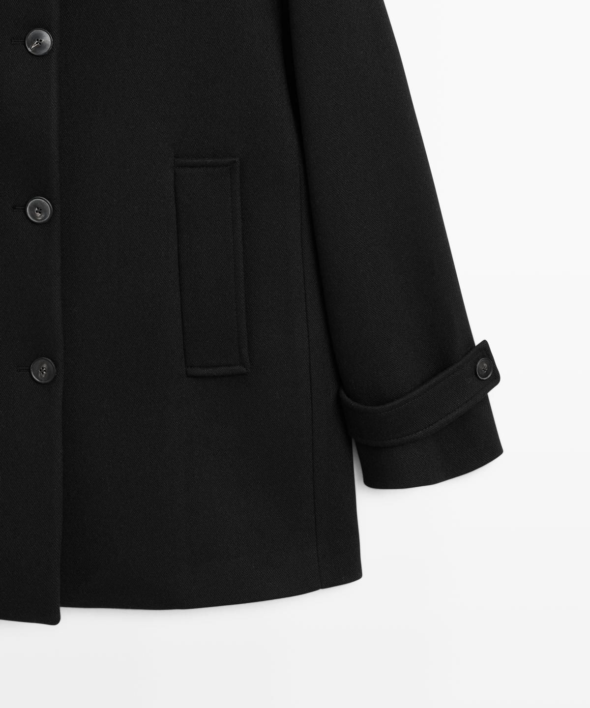 마시모두띠(MASSIMO DUTTI) 버튼 여밈이 있는 울 블렌드 하이넥 코트