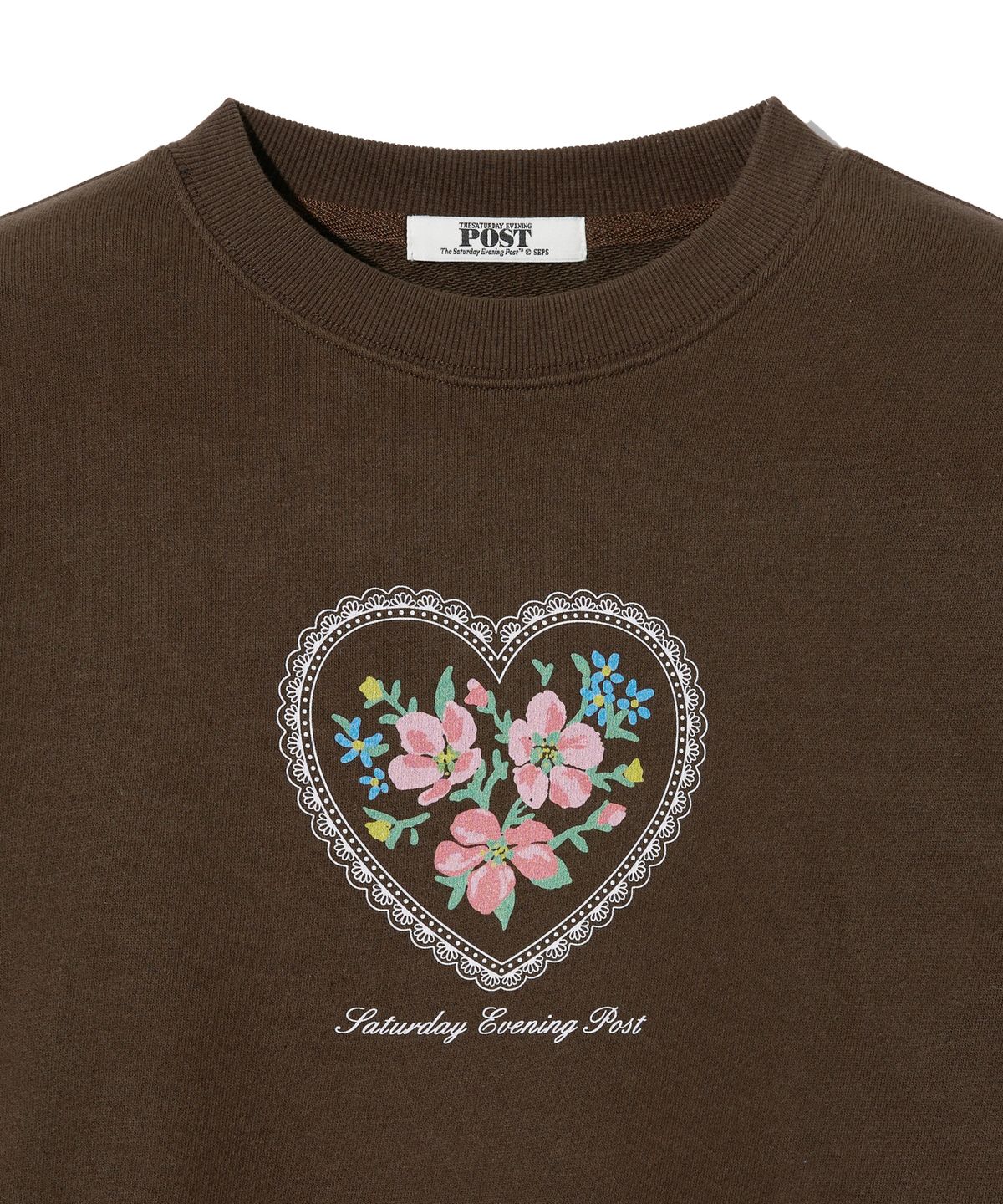 더 새터데이 이브닝 포스트(THE SATURDAY EVENING POST) Lace Flower Graphic Sweat Shirt_Brown