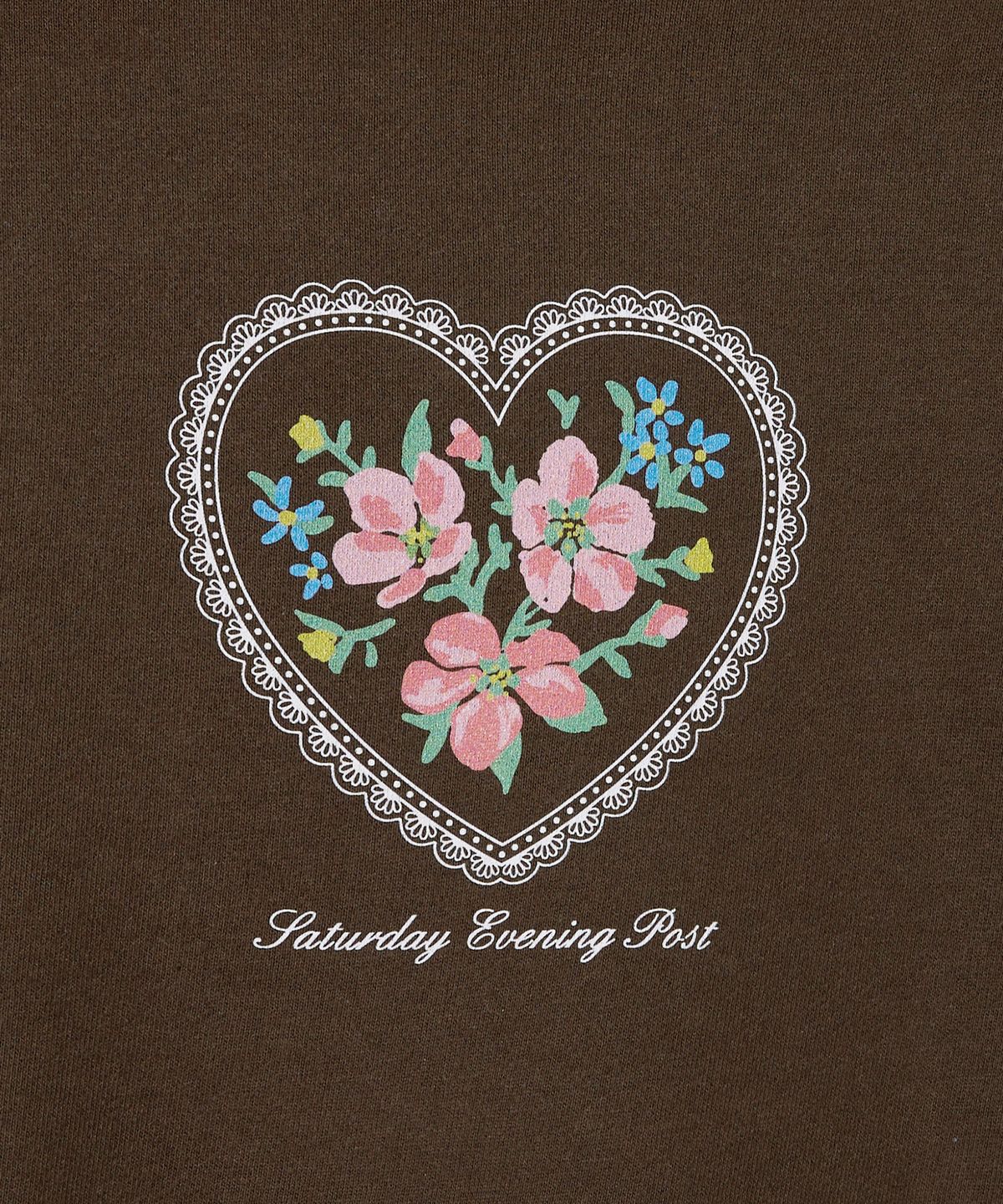 더 새터데이 이브닝 포스트(THE SATURDAY EVENING POST) Lace Flower Graphic Sweat Shirt_Brown