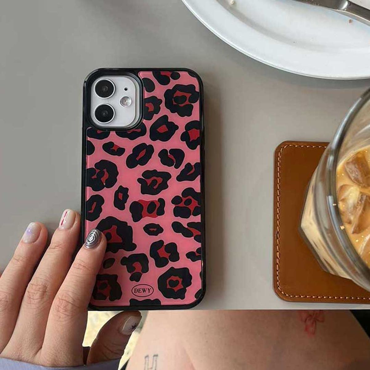 듀이(DEWY) Cherry leopard phone case 호피 레오파드 범퍼 폰케이스 (+맥세이프, 갤럭시 제트플립)