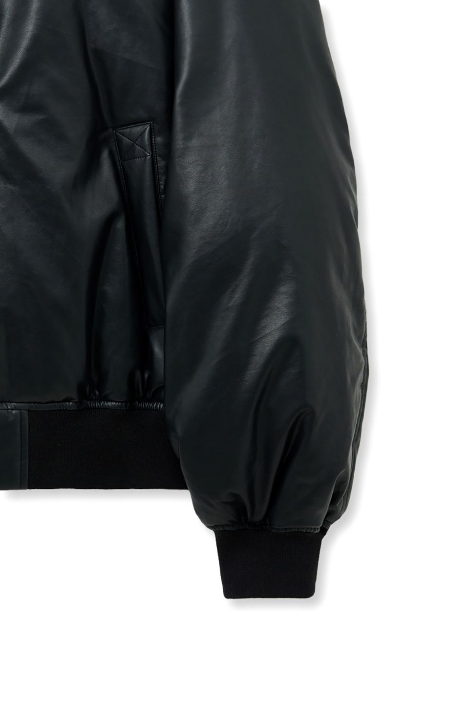 MUSINSA公式 | MATIN KIM FAUX LEATHER DOWN JUMPER FOR MEN IN BLACK