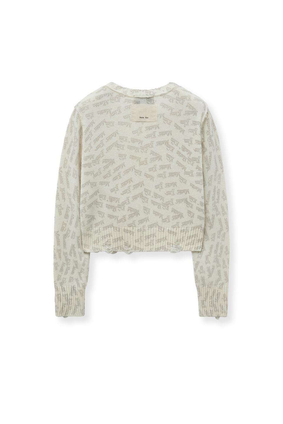 MUSINSA公式 | MATIN KIM ALL OVER LOGO CROP CARDIGAN IN IVORY