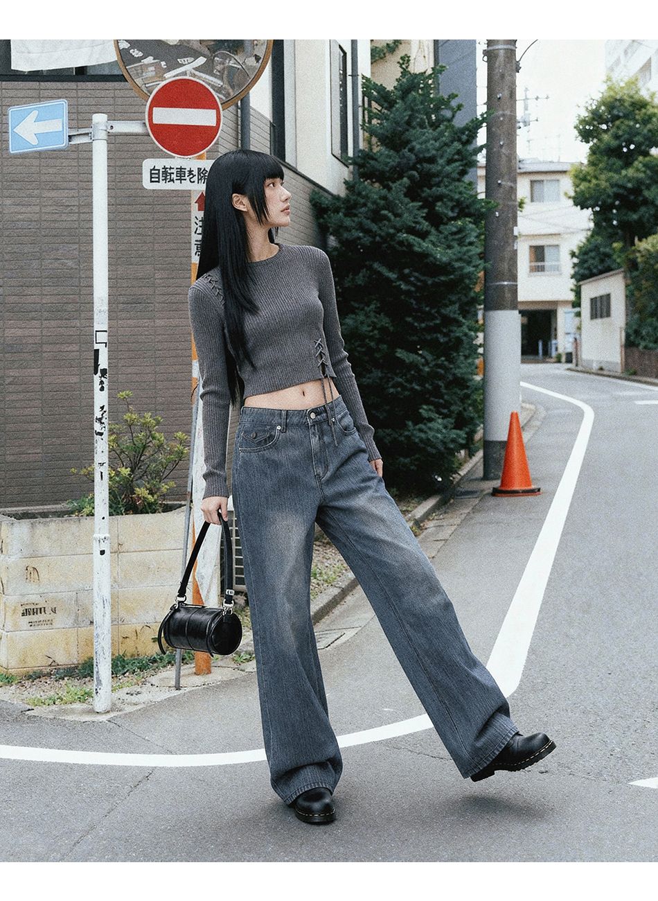 MUSINSA公式 | ANOLORCODE WOMAN ノブブーツカットデニムパンツ（ブルー）