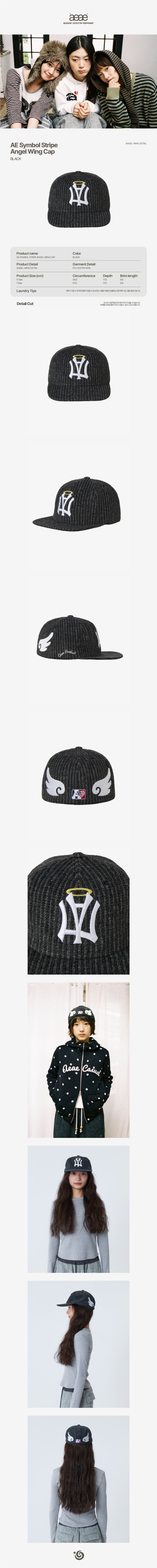 aeae AE SYMBOL STRIPE ANGEL WING CAP 天使之翼全封帽