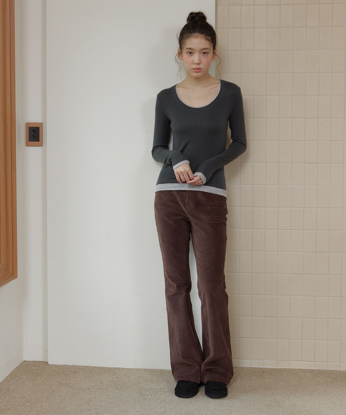 쎄미(SSEMI) CORDUROY FLARE PANTS(BR)