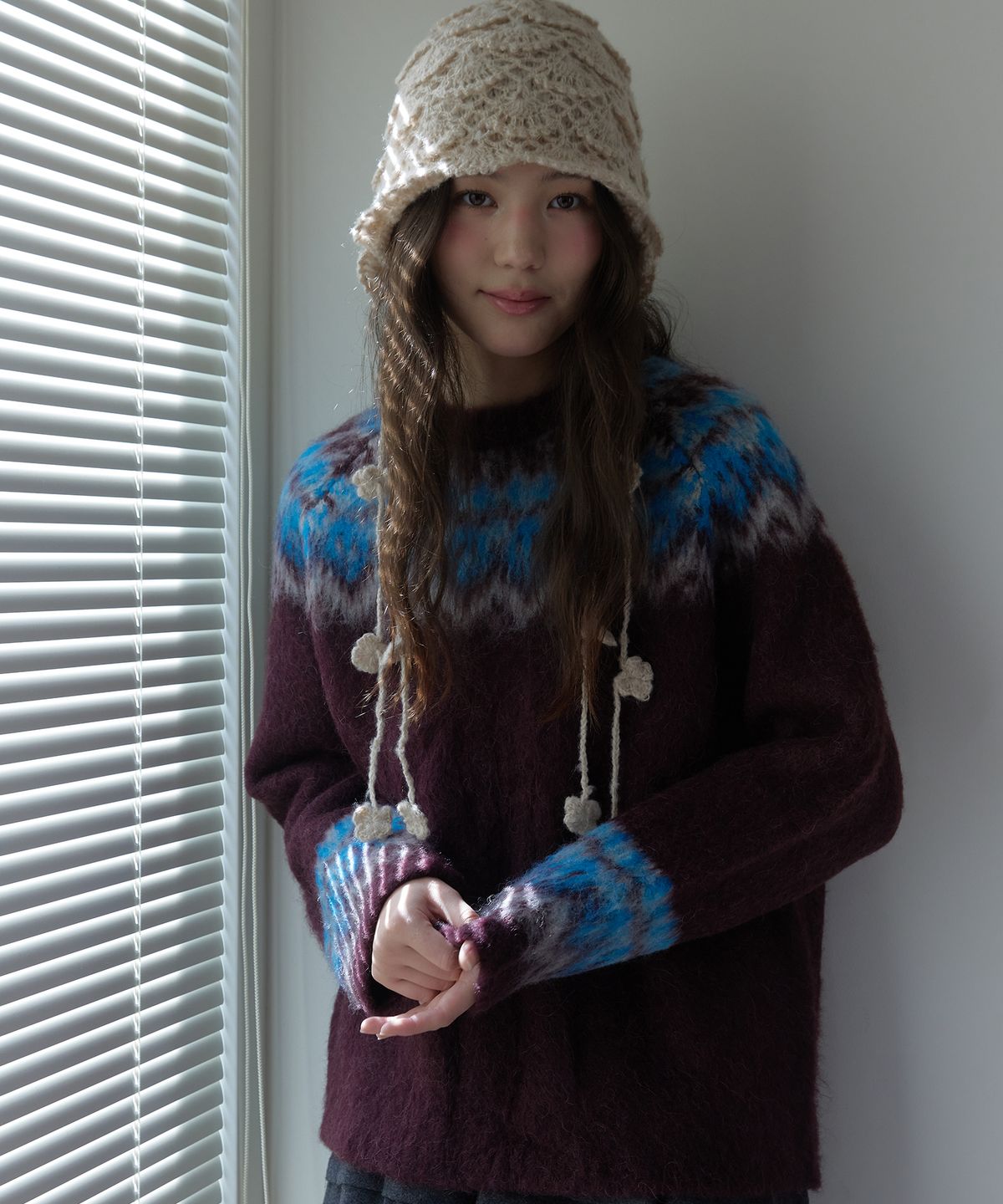 쎄미(SSEMI) NORDIC BRUSHED ROUND KNIT(WN)