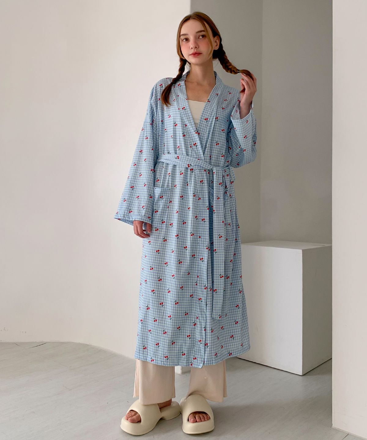 바스카라(VASCARA) Cherry Blue Check Robe
