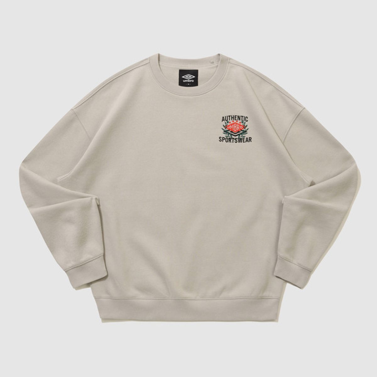 엄브로(UMBRO) 더블 다이아 기모 맨투맨 베이지 UQ423CFSO3