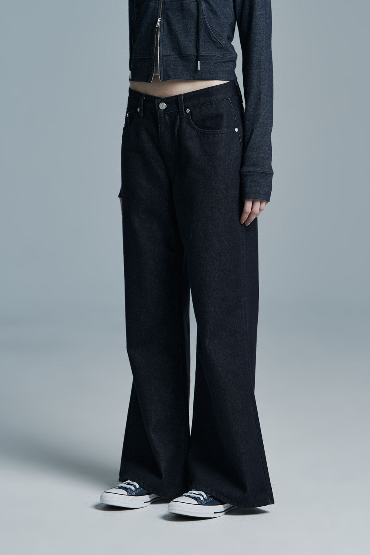 시너진(SYNERJYN) RAW WIDE DENIM PANTS DARK BLUE