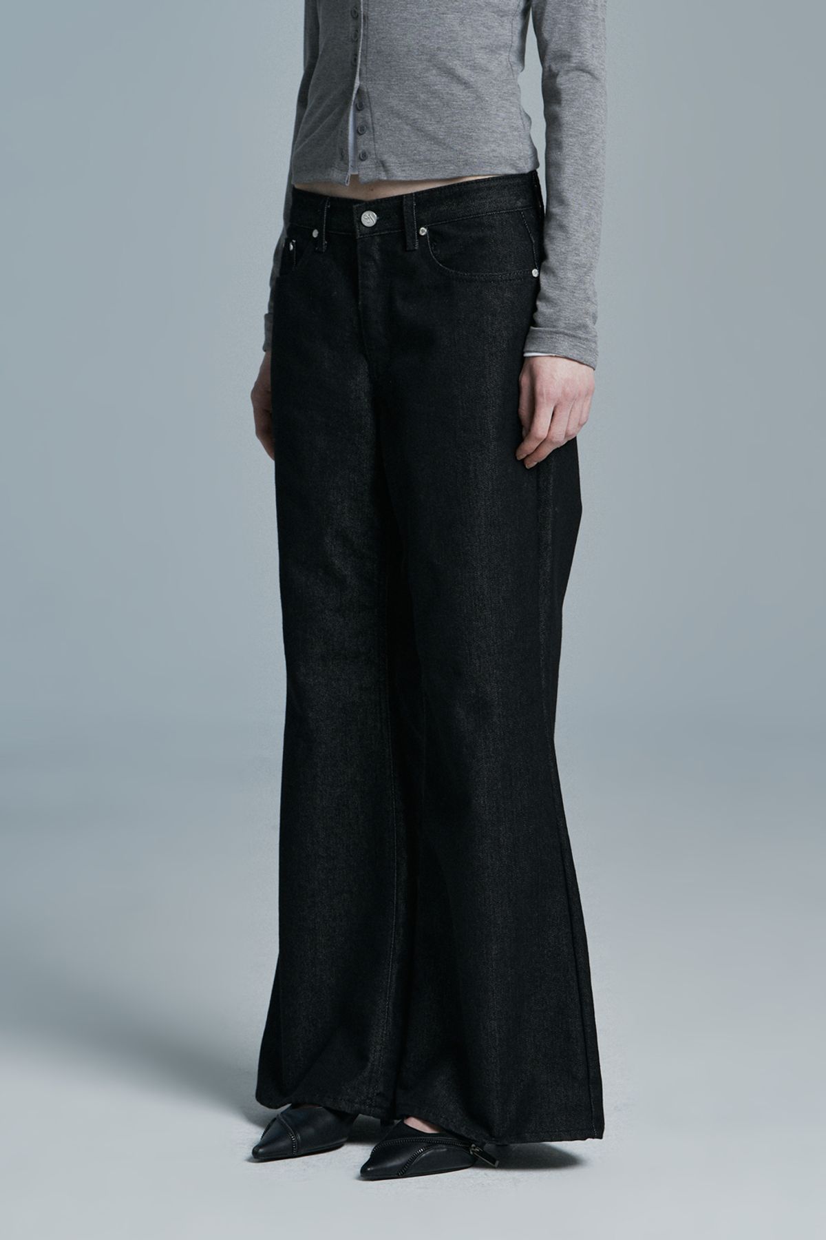 시너진(SYNERJYN) RAW WIDE DENIM PANTS BLACK