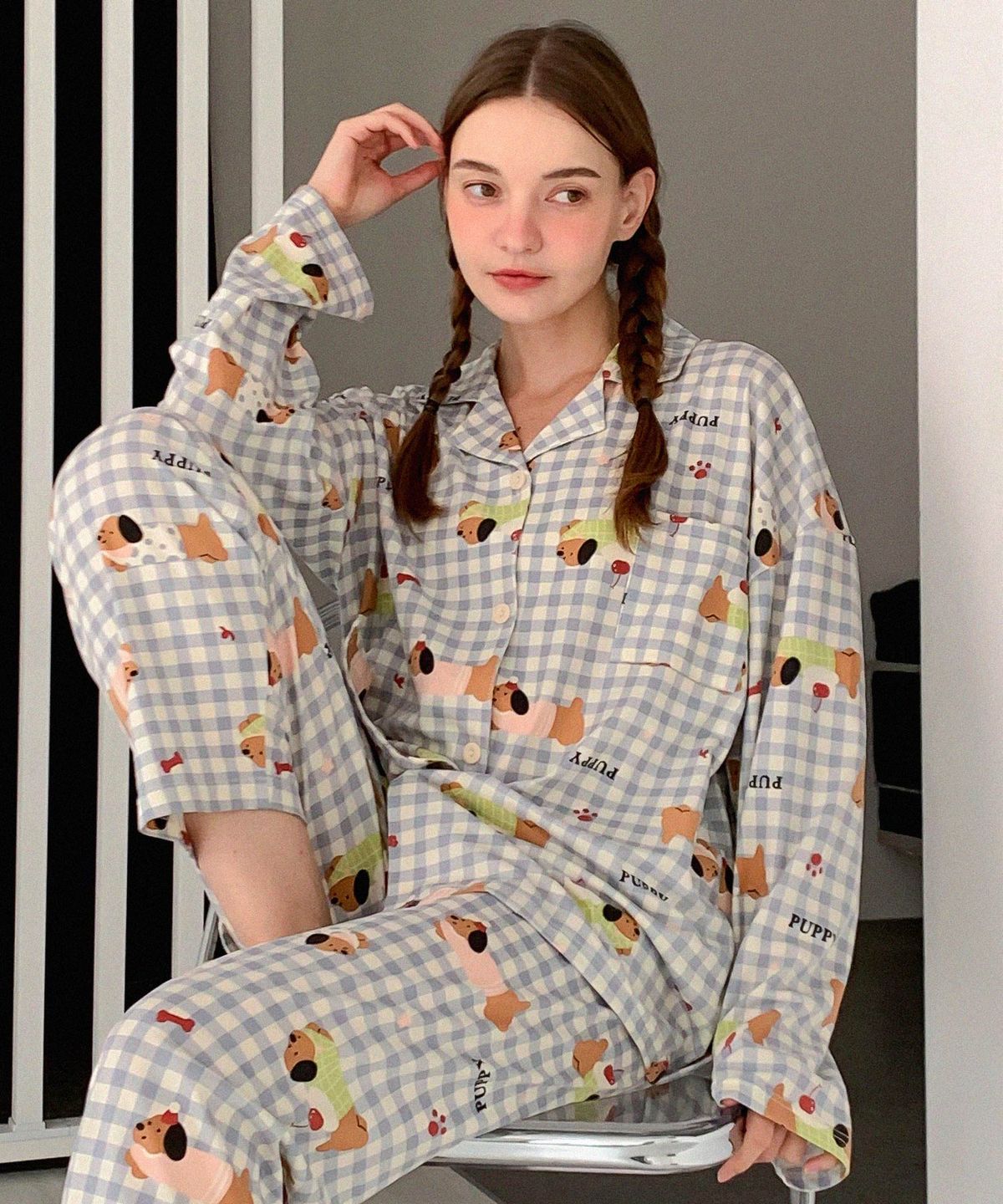 바스카라(VASCARA) Cherry Puppy Pajamas Set
