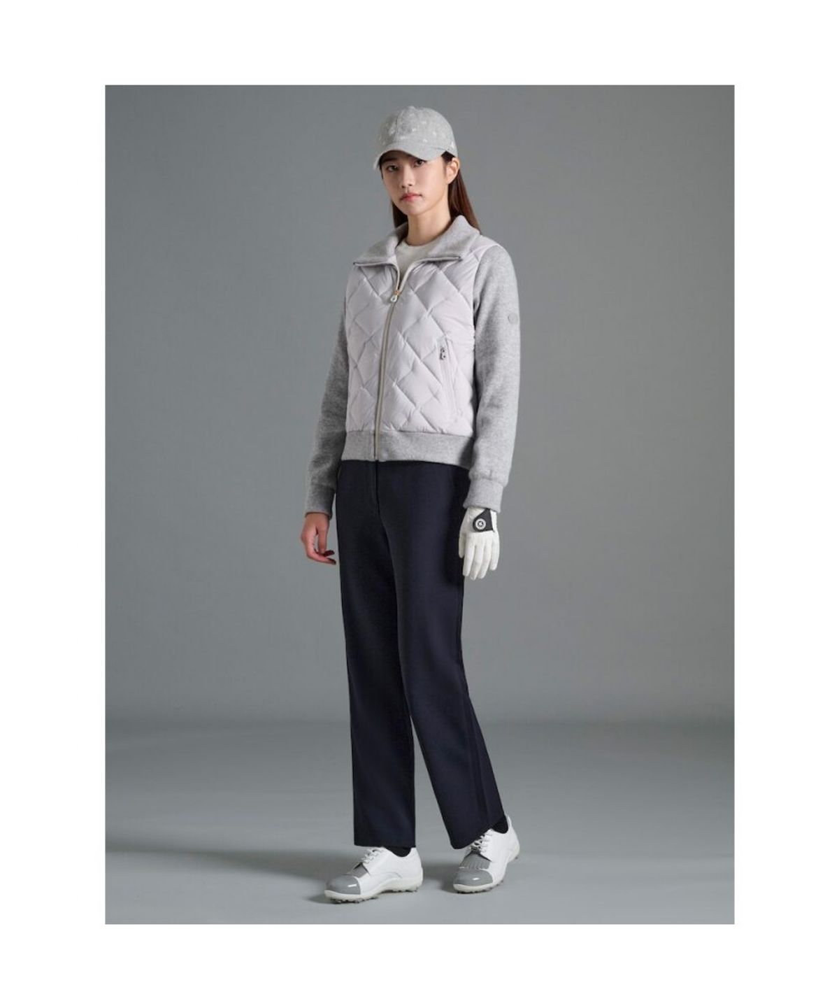 빈폴골프(BEANPOLE GOLF) 여성 니트 하이브리드 스윙 다운 - 그레이