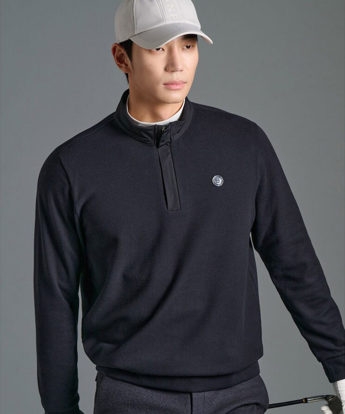 빈폴골프(BEANPOLE GOLF) 남성 사카리바 히든 반집업 - 블랙