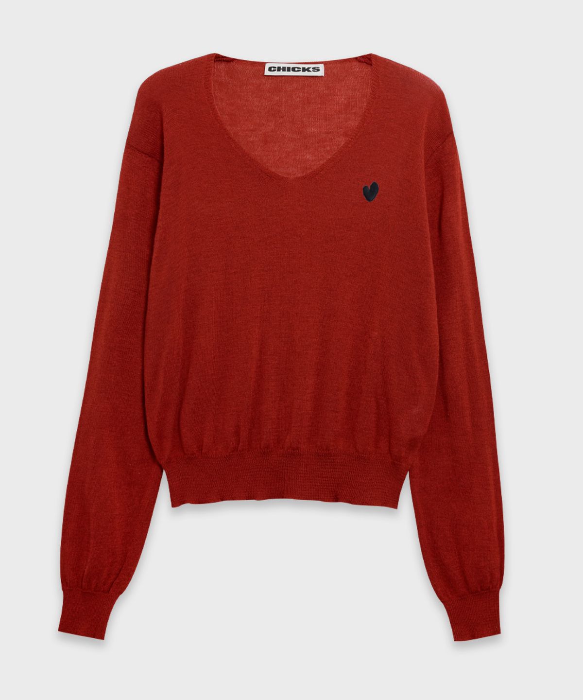 칙스(CHICKS) 하트심볼 스탠다드 브이넥 니트(6color)