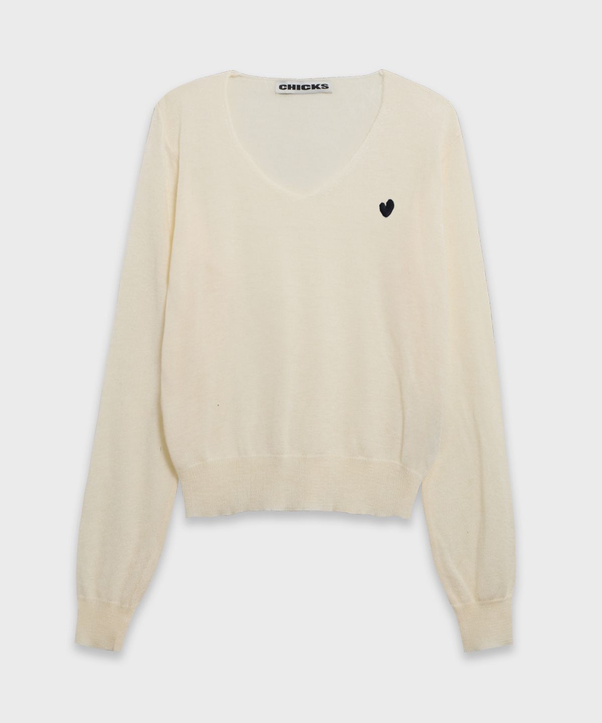 칙스(CHICKS) 하트심볼 스탠다드 브이넥 니트(6color)