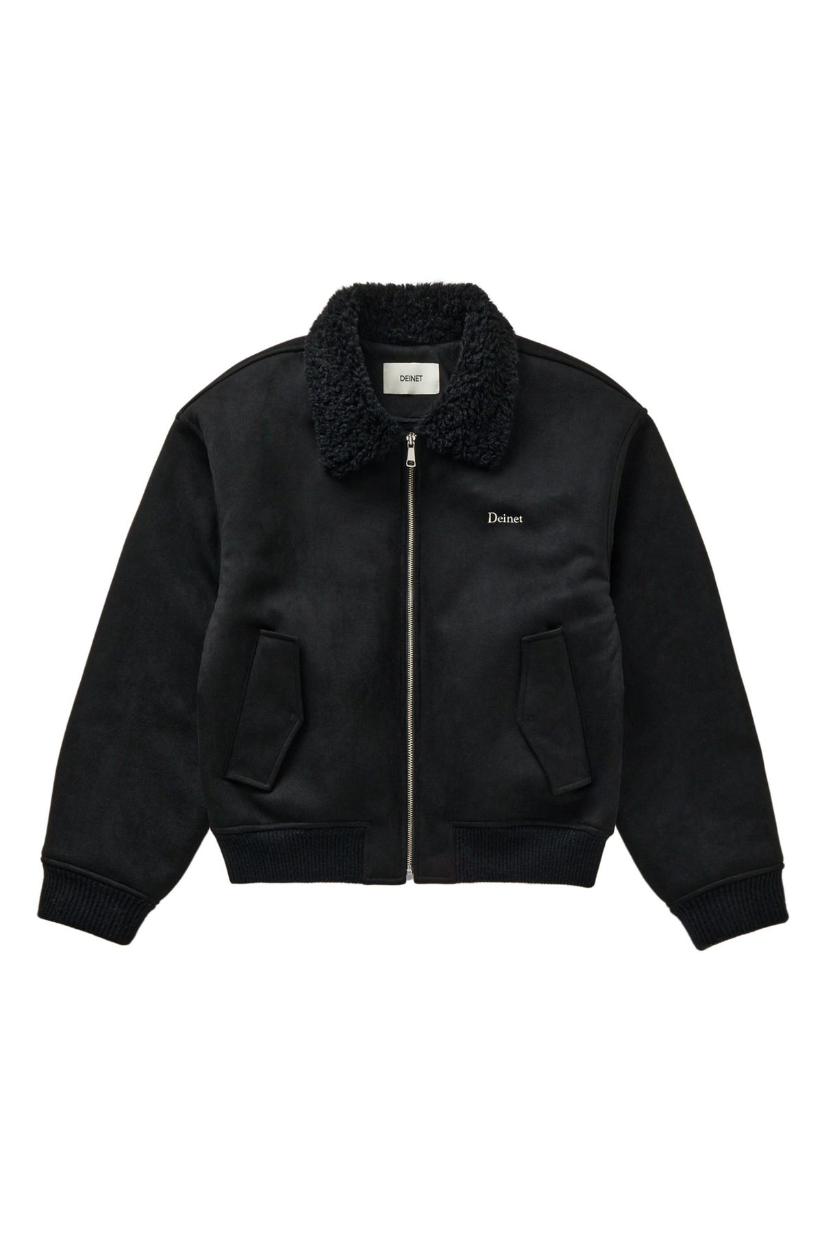 다이닛(DEINET) FAUX SUEDE FUR MUSTANG JACKET IN BLACK