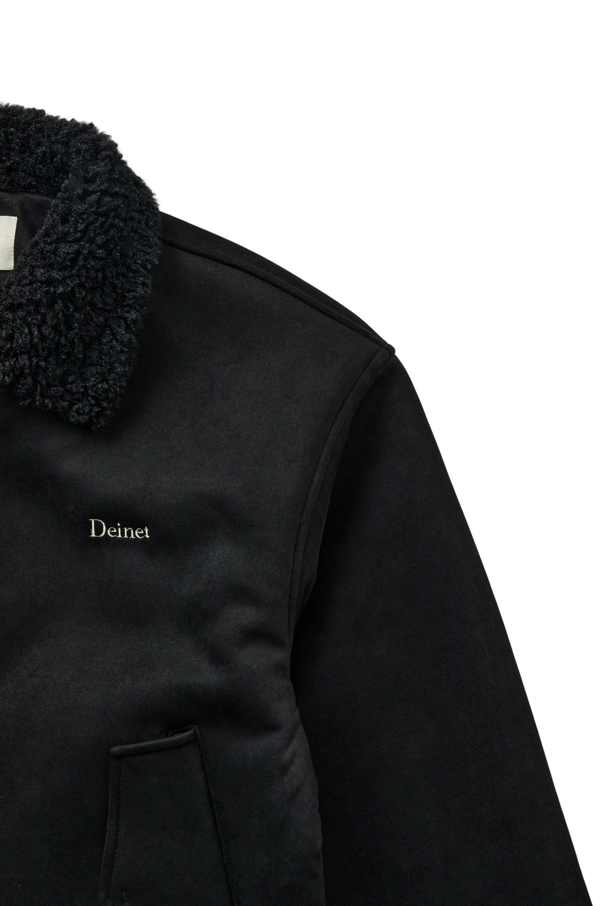 다이닛(DEINET) FAUX SUEDE FUR MUSTANG JACKET IN BLACK