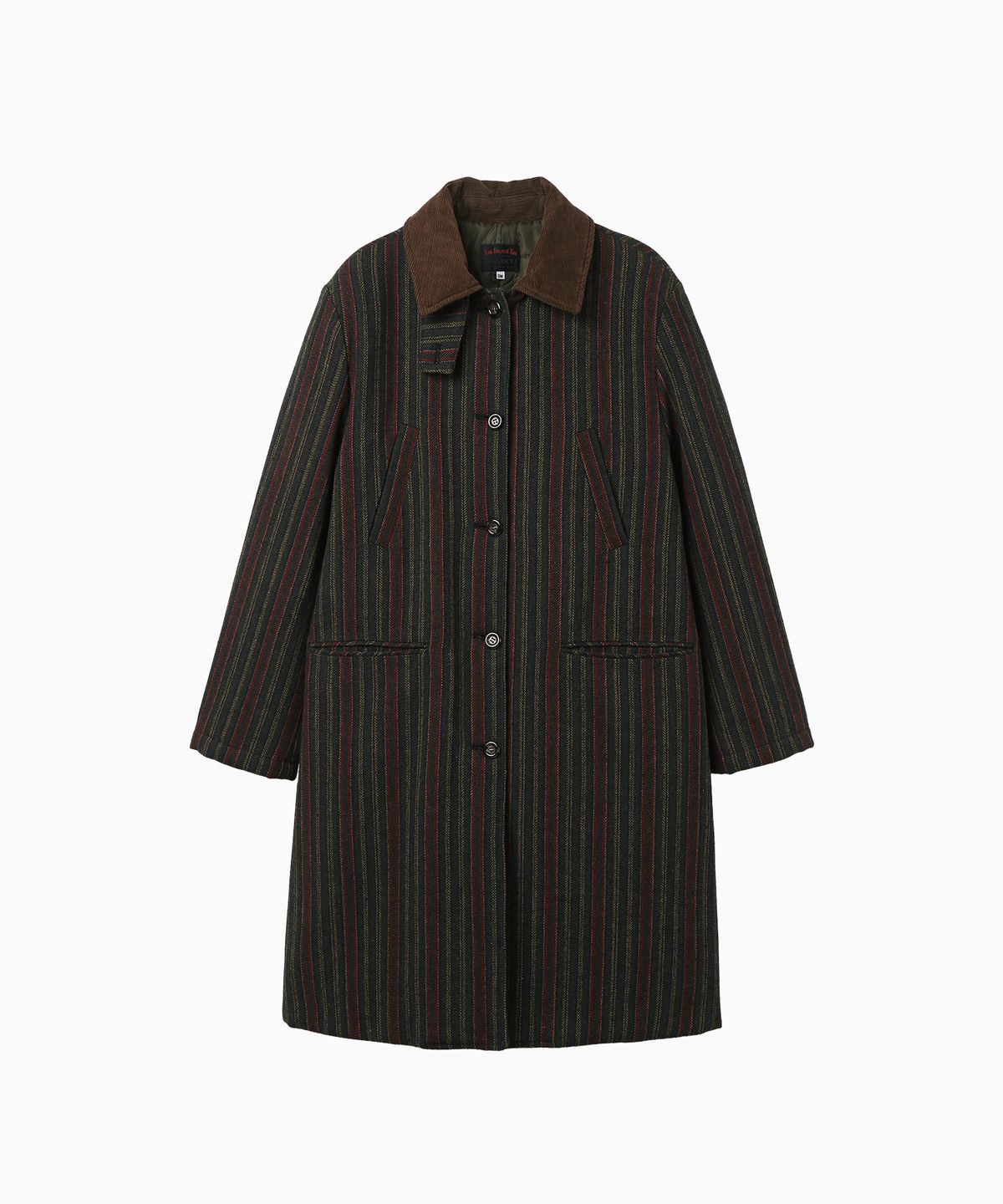 미나수(MENASOO) Striped Classic Long Coat_Green