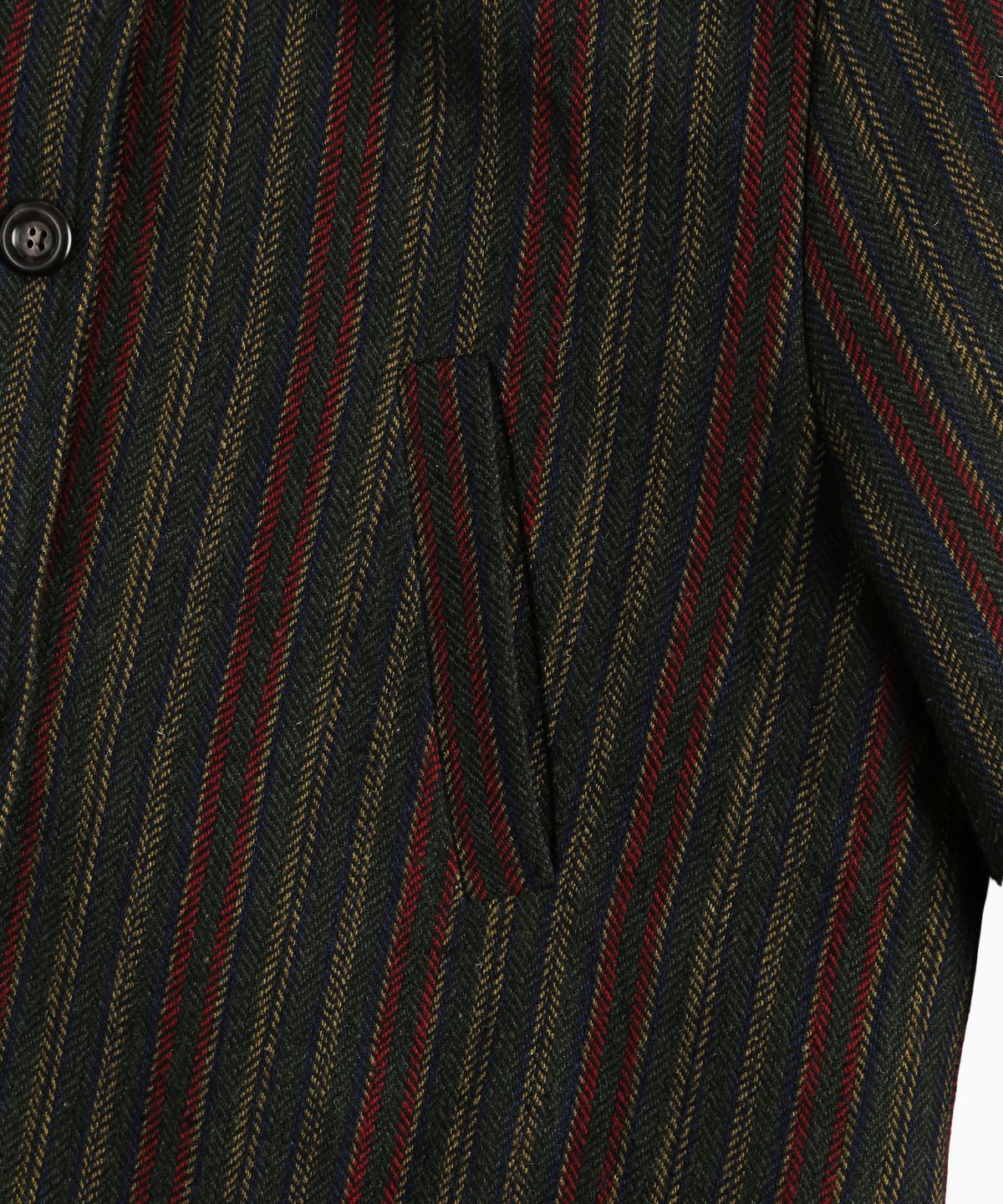 미나수(MENASOO) Striped Classic Long Coat_Green