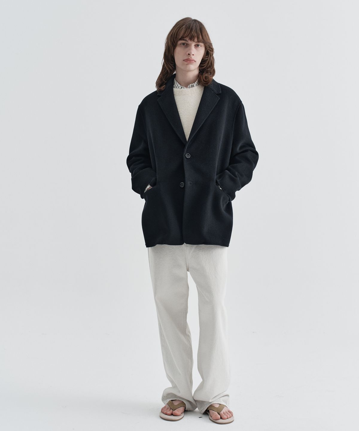 이지오(EZIO) Cashmere Blend Handmade Single Jacket_Black