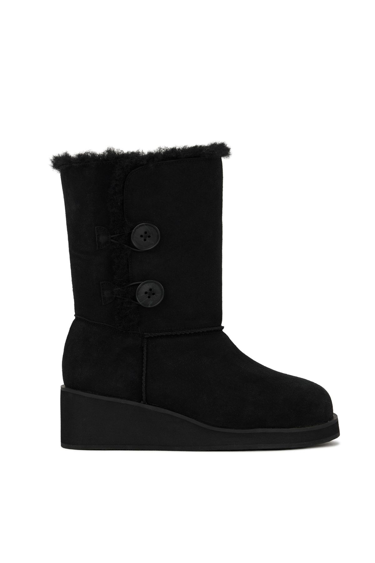 다이닛(DEINET) FUR BUTTON BOOTS IN BLACK