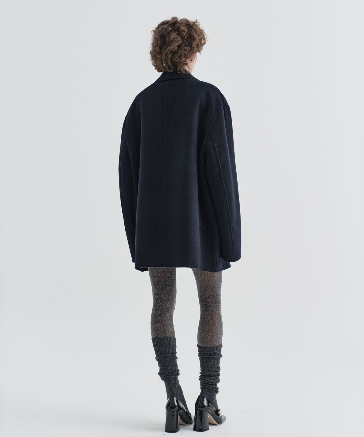 이지오 우먼(EZIO WOMEN) W One Button Cashmere Blend Handmade jacket_Navy