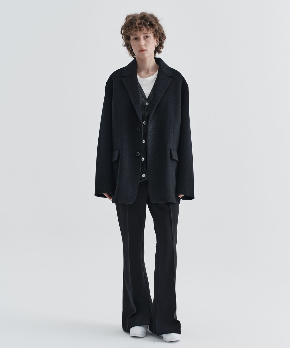 이지오 우먼(EZIO WOMEN) W Cashmere Blend Handmade Single Jacket_Black