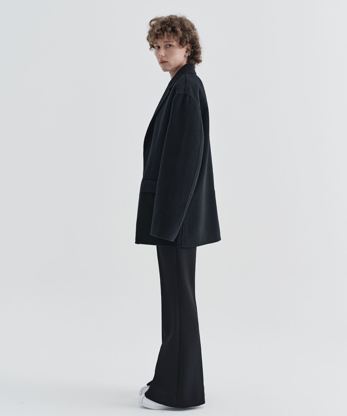 이지오 우먼(EZIO WOMEN) W Cashmere Blend Handmade Single Jacket_Black