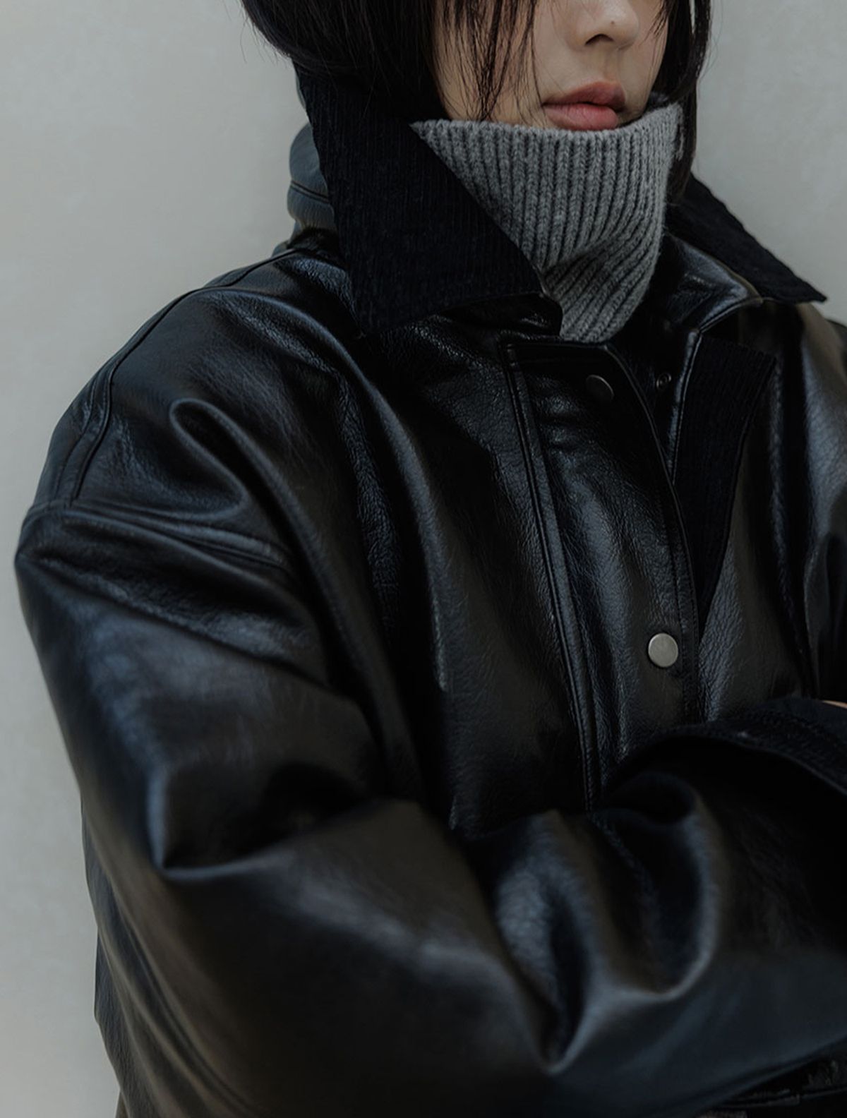 메무아(MEMUA) Monet Crack Leather Corduroy Jacket