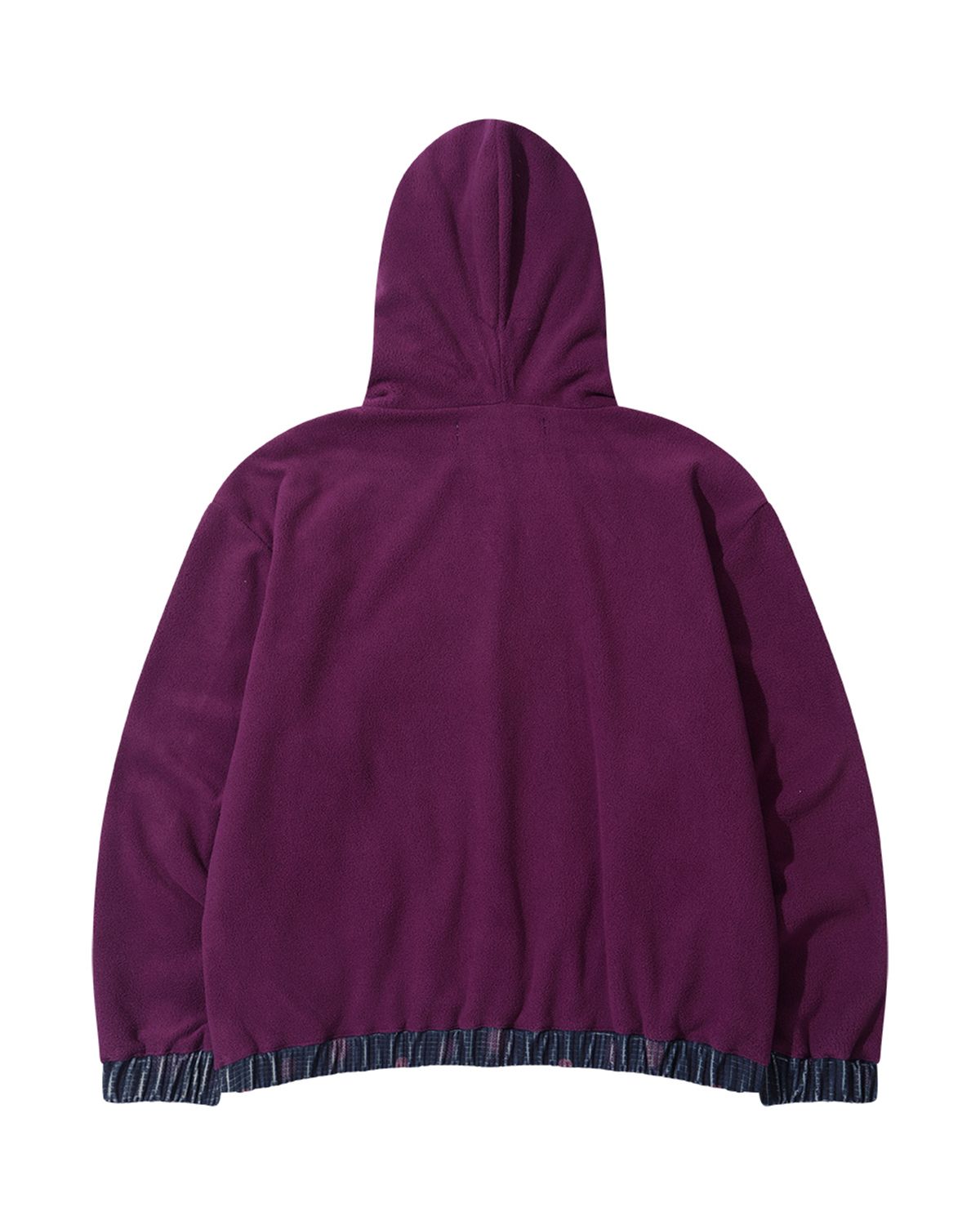 더뮤지엄비지터(THEMUSEUMVISITOR) UNBALANCED FLEECE ANORAK HOODIE (DEEP PURPLE)