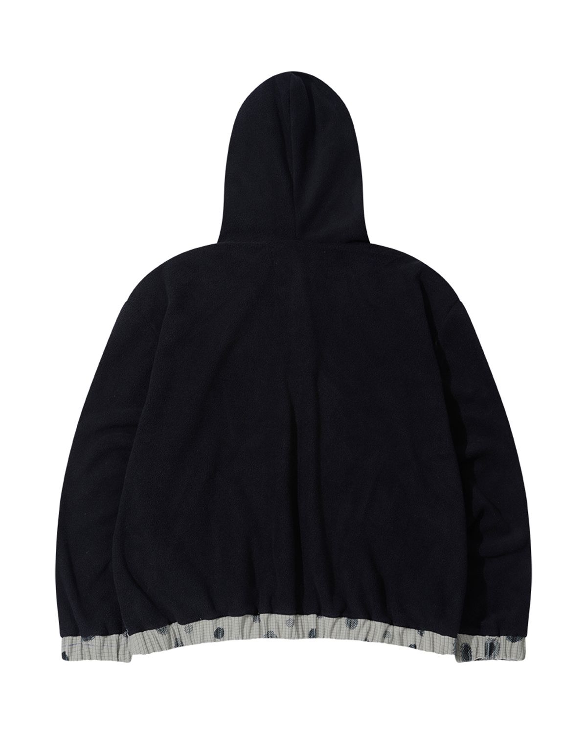 더뮤지엄비지터(THEMUSEUMVISITOR) UNBALANCED FLEECE ANORAK HOODIE (BLACK)