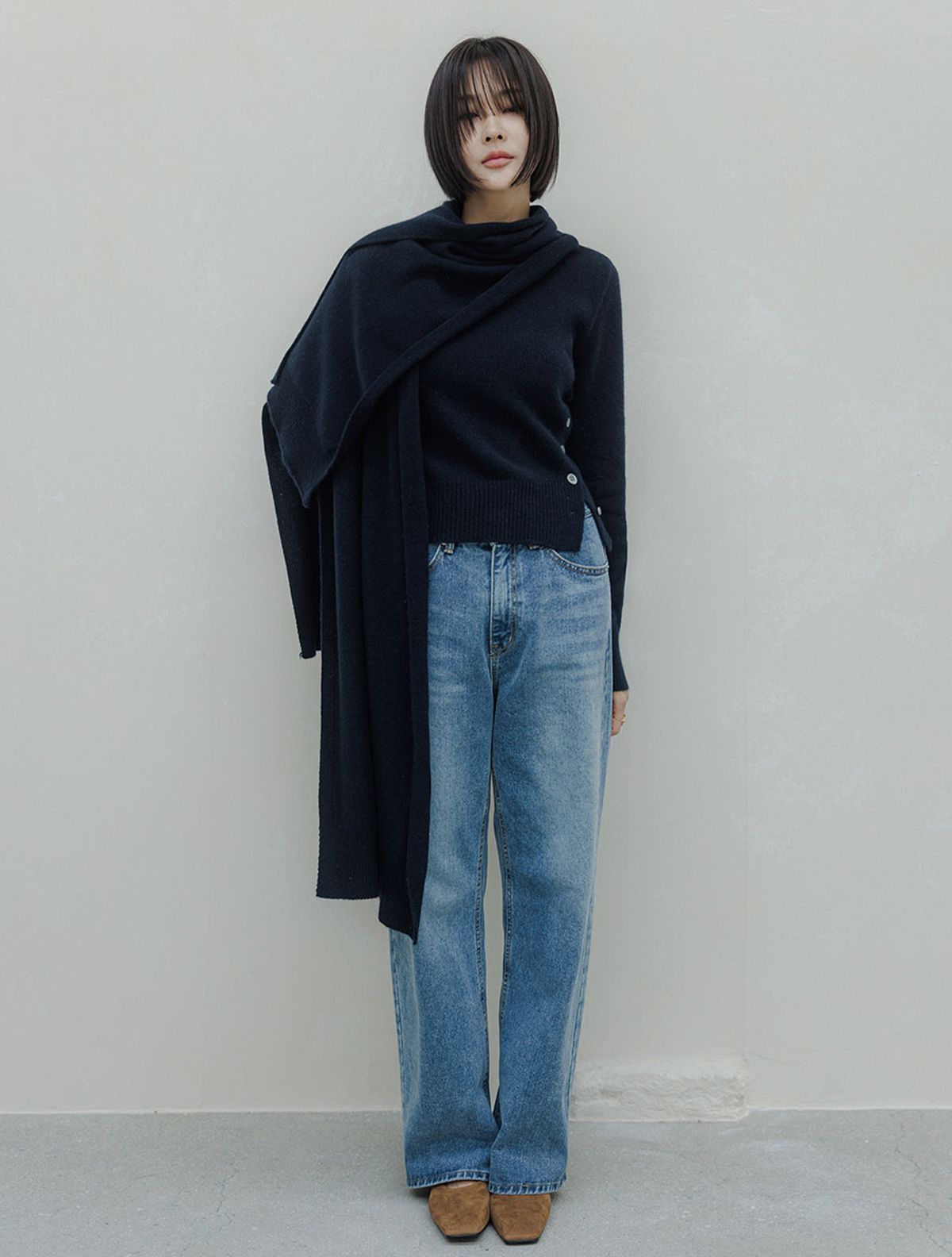 메무아(MEMUA) 끌레르 라쿤 메리노울 숄머플러(오트밀)