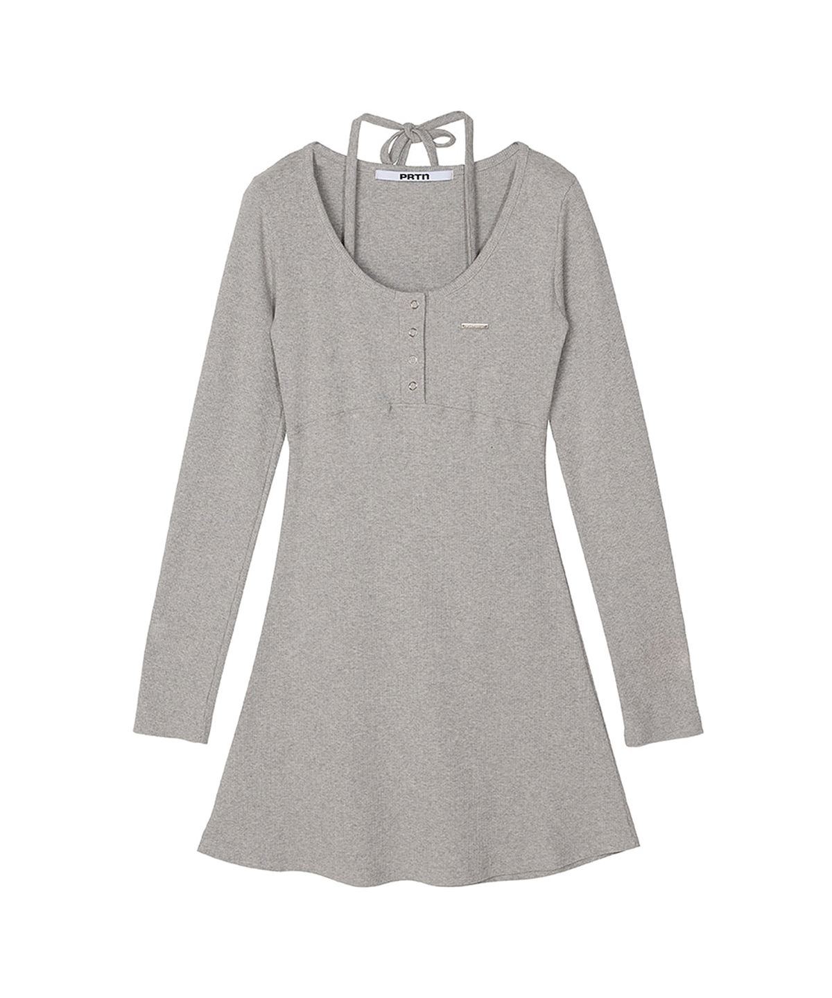 포르테나(PORTERNA) HALTER-NECK BUTTON LAYERED SHORT DRESS-2COLOR