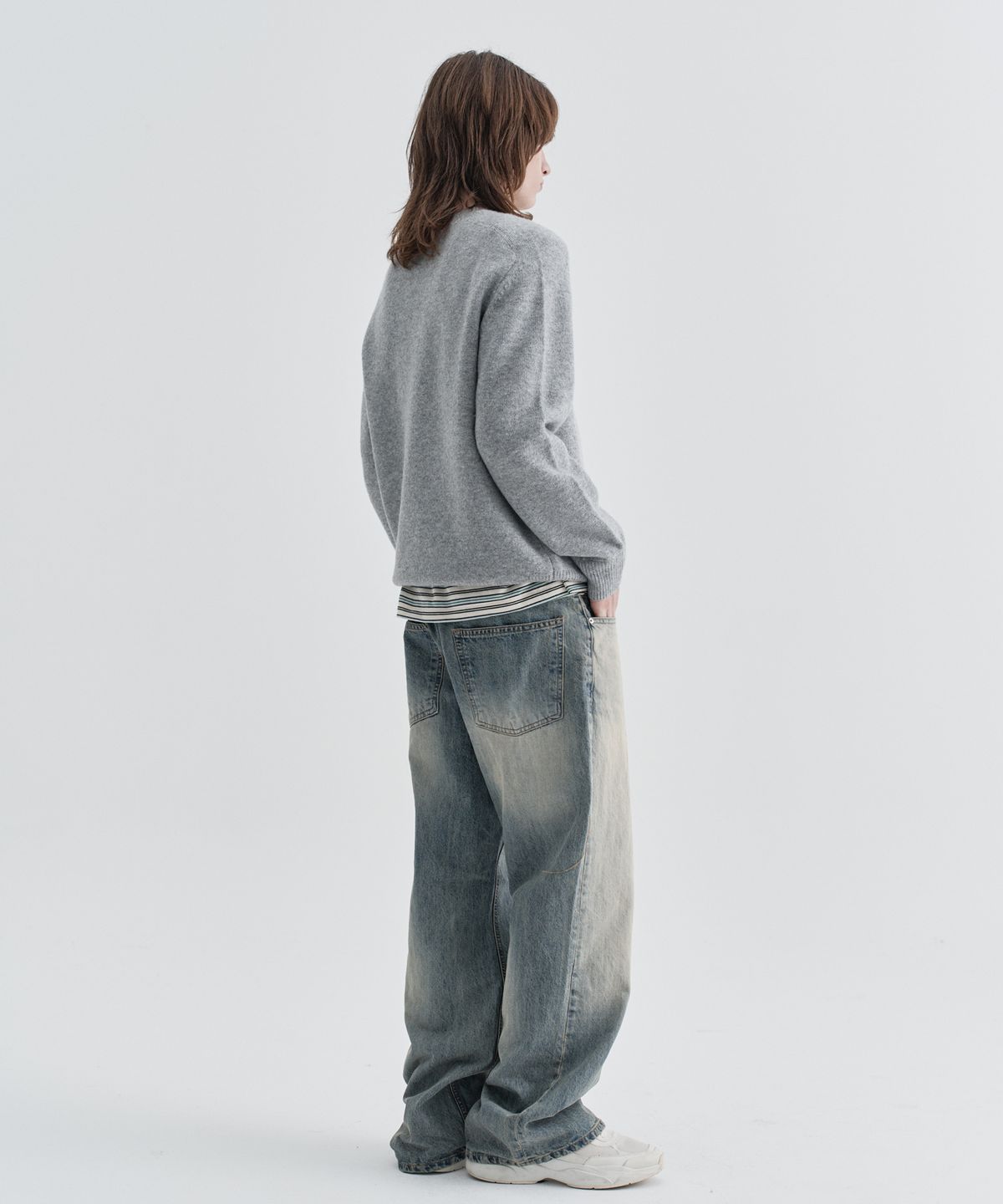 이지오(EZIO) Plain Round Knit_Melange Grey