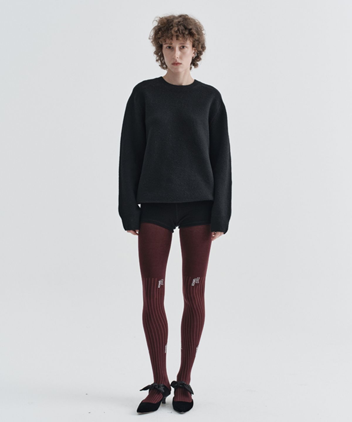 이지오 우먼(EZIO WOMEN) W Plain Round Knit_Black