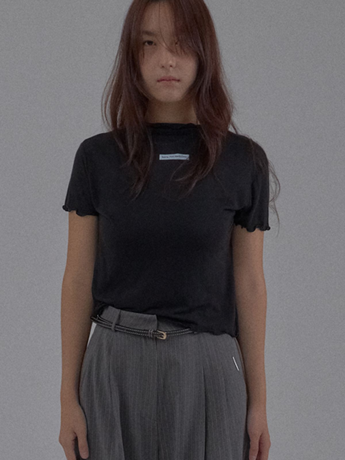 쏘리, 투 머치 러브(SORRY, TOO MUCH LOVE) Stitch Slim Cow Belt_Black