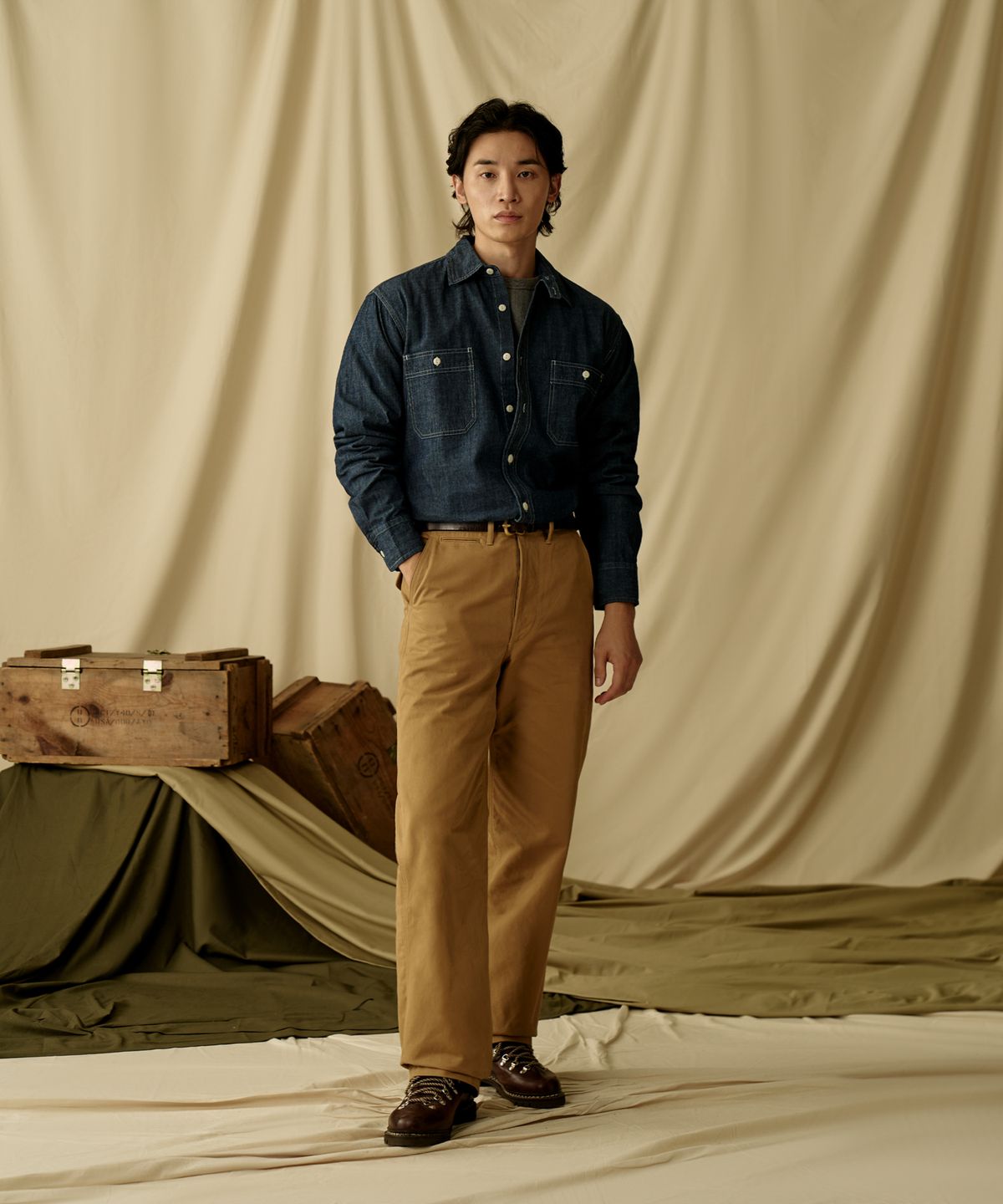 브론슨(BRONSON) Blue Chambray Work Shirt KR Ver. Dark Indigo