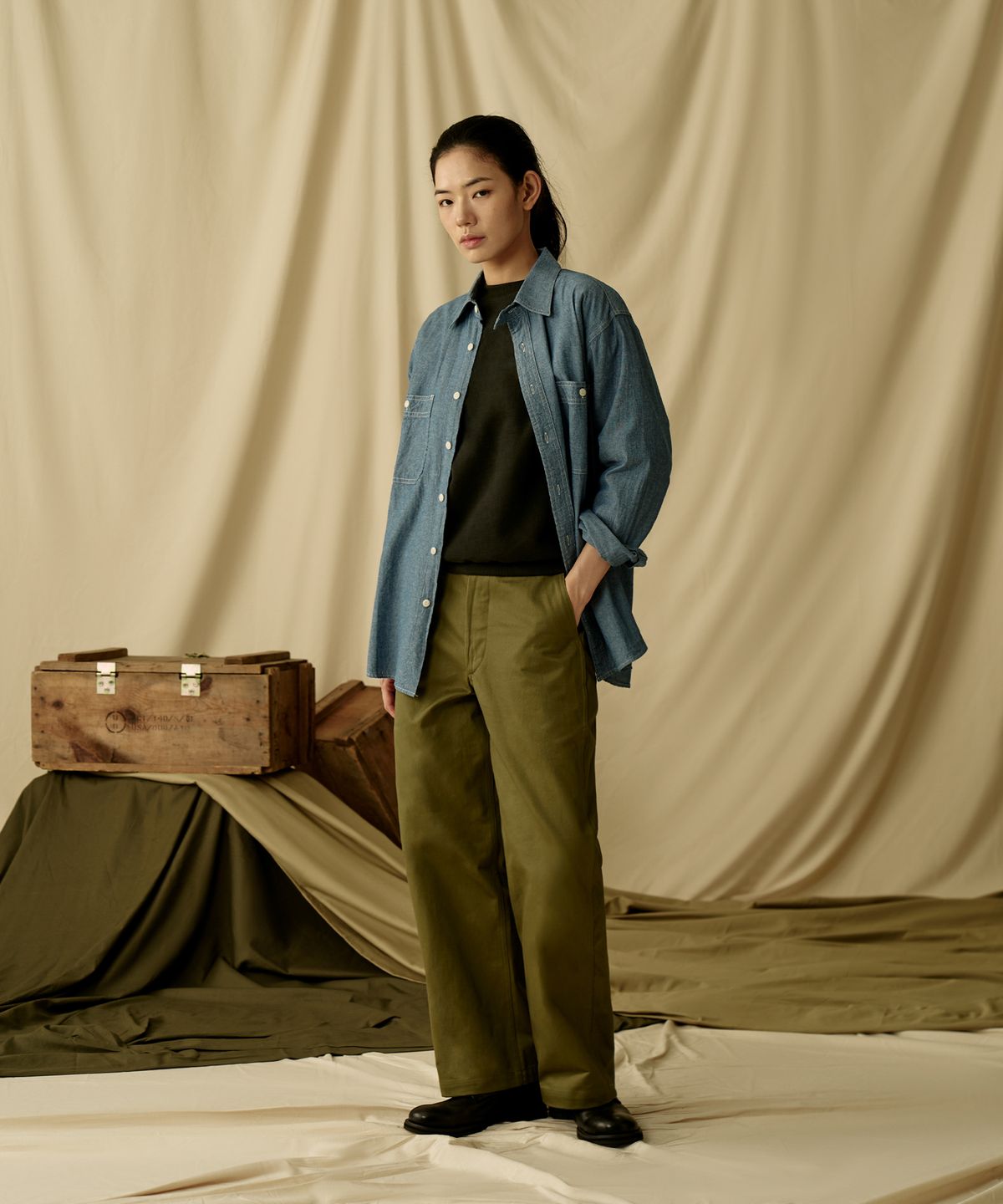 브론슨(BRONSON) Blue Chambray Work Shirt KR Ver. Dark Indigo