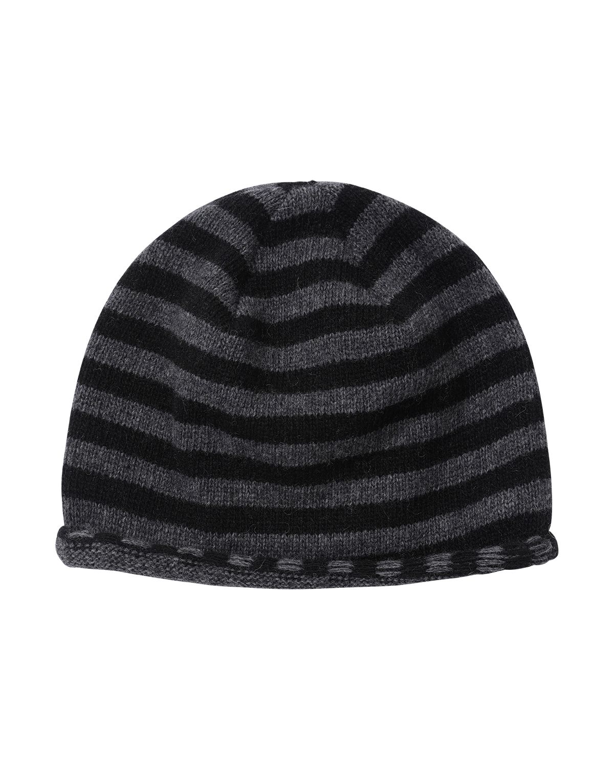 더뮤지엄비지터(THEMUSEUMVISITOR) STRIPE KNIT BEANIE (BLACK)