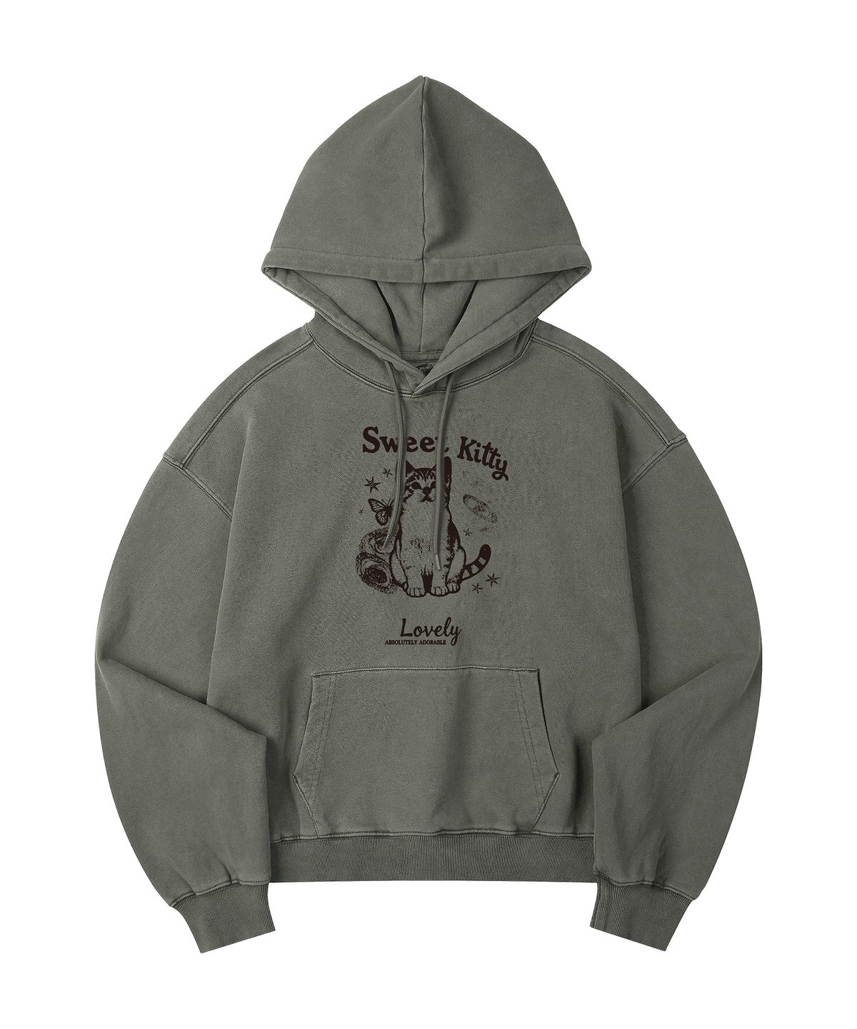 와일드락(WILDROCK) Hollysheesh Lovely Cat 피그먼트 오버핏 후드_5 COL