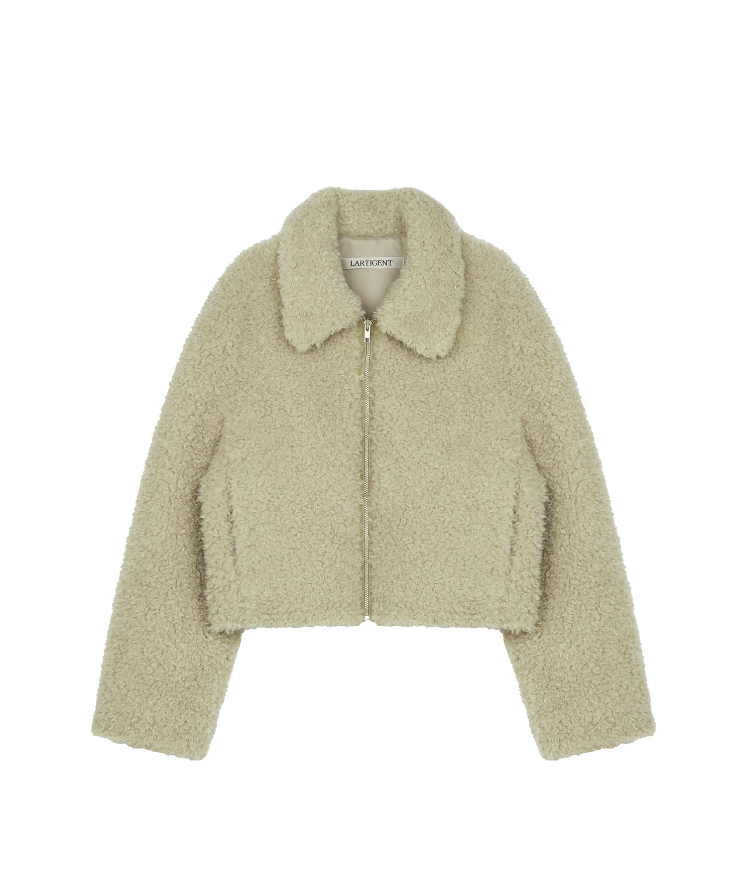 MUSINSA公式 | LARTIGENT L21 FAUX CROP FUR JACKET(BEIGE)