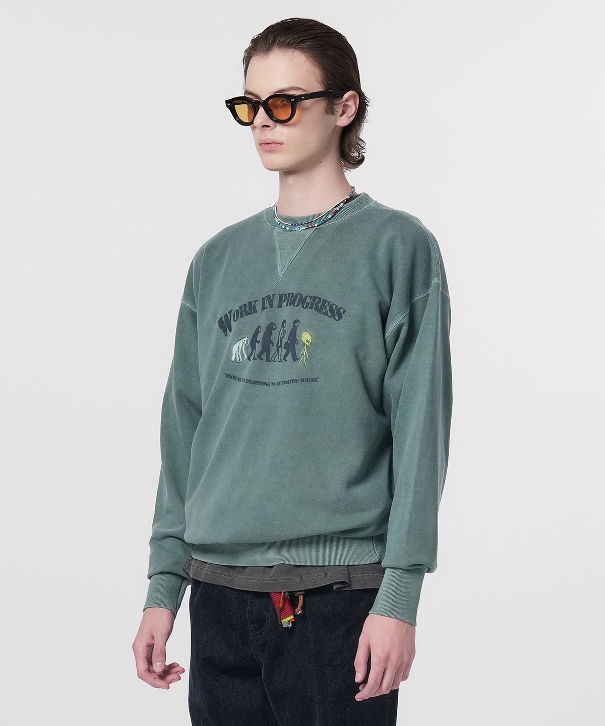 홍우성(HONGWOOSUNG) Pigment Unit Sweatshirts_Dark Green