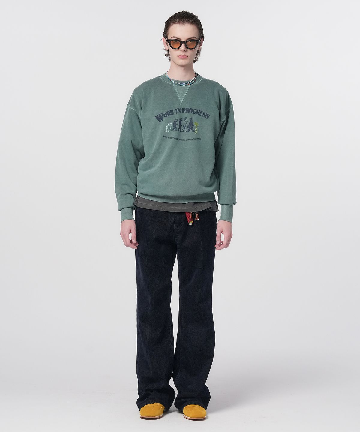 홍우성(HONGWOOSUNG) Pigment Unit Sweatshirts_Dark Green