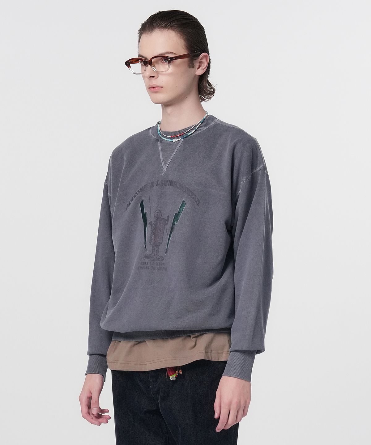 홍우성(HONGWOOSUNG) Pigment Unit Sweatshirts_Greenish Navy