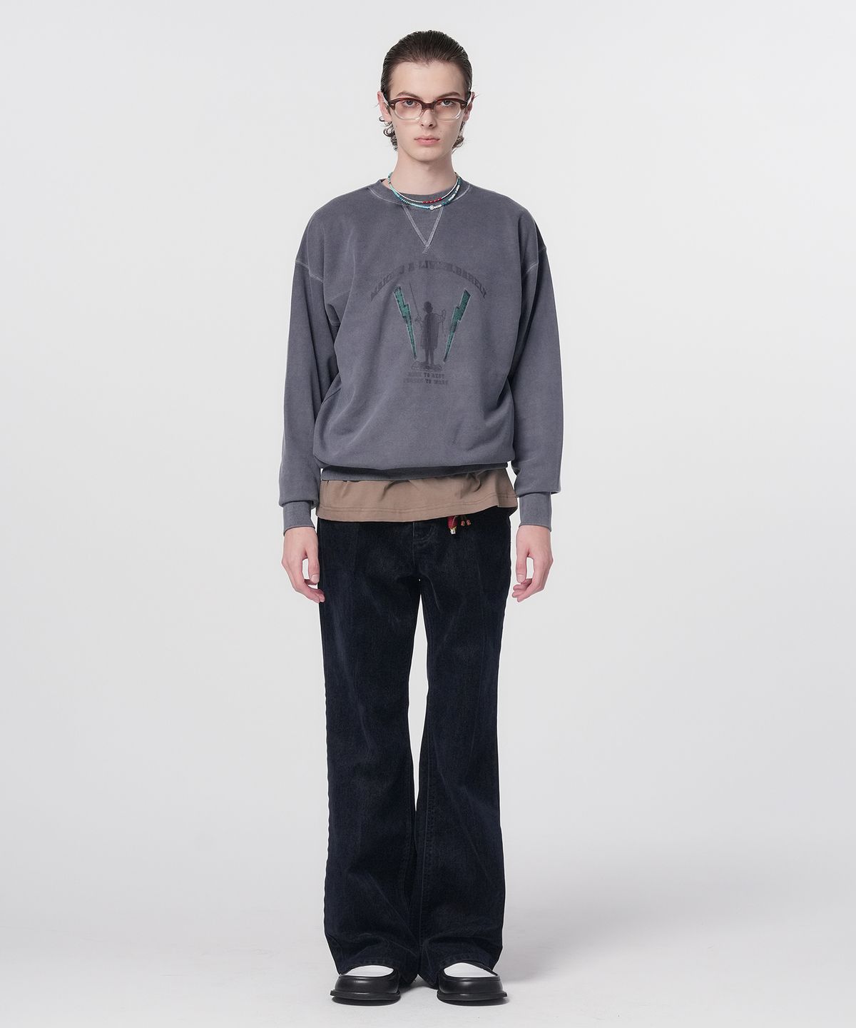 홍우성(HONGWOOSUNG) Pigment Unit Sweatshirts_Greenish Navy